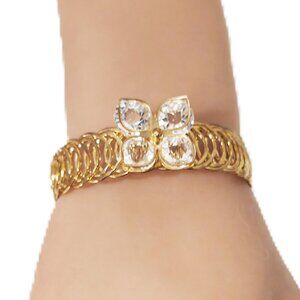 Vintage Crystal Gold Plated Wrap Bracelet